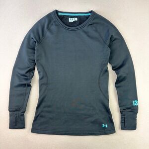 Under Armour Base 3.0 Crew Top Women M Black Athletic Thermal Running Gym